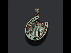 Horse with horseshoe pendant 3D Print Model