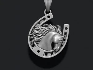 Horse with horseshoe pendant 3D Print Model