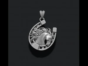 Horse with horseshoe pendant 3D Print Model