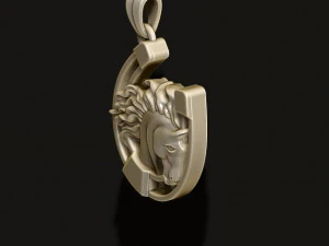 Horse with horseshoe pendant 3D Print Model