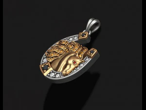 Horse with horseshoe pendant gems 3D Print Model