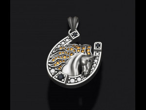 Horse with horseshoe pendant gems 3D प्रिंट मॉडल