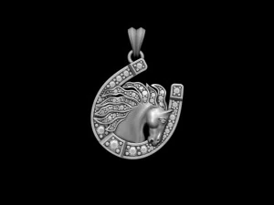 Horse with horseshoe pendant gems 3D Print Model