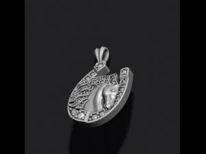 Horse with horseshoe pendant gems 3D Print Model