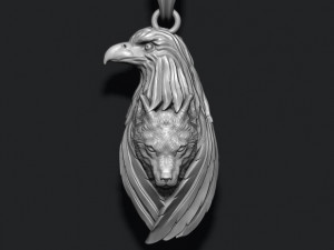 Eagle wolf pendant 3D 프린트 모델