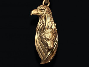 Eagle wolf pendant 3D 프린트 모델
