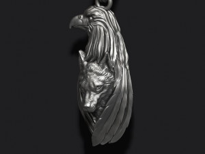 Eagle wolf pendant 3D 프린트 모델