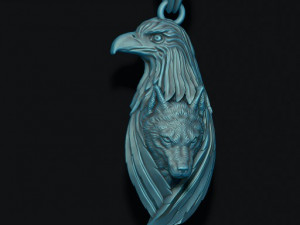 Eagle wolf pendant 3D 프린트 모델