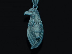 Eagle wolf pendant 3D 프린트 모델
