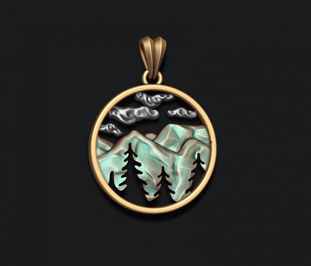 Mountains pendant 3D Print Model .c4d .max .obj .3ds .fbx .stl .blend 