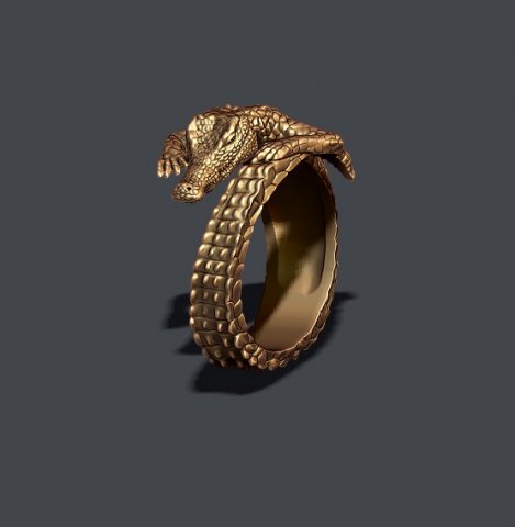 Crocodile ring 3D Baskı Modeli .c4d .max .obj .3ds .fbx .stl .blend 