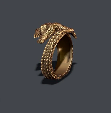 Crocodile ring 3D Print Model .c4d .max .obj .3ds .fbx .stl .blend 