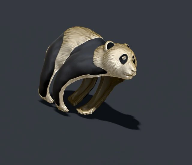 Panda ring 3D Print Model .c4d .max .obj .3ds .fbx .stl .blend 
