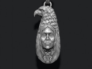 Indian native man with eagle pendant Modelo de Impressão 3D