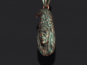 Indian native man with eagle pendant Modelo de Impressão 3D