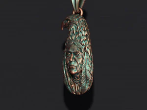 Indian native man with eagle pendant 3D Print Model