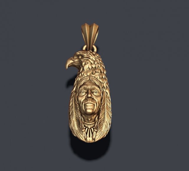Indian native man with eagle pendant Modelo de Impressão 3D .c4d .max .obj .3ds .fbx .stl .blend 