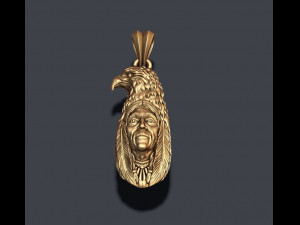 Indian native man with eagle pendant 3D 프린트 모델