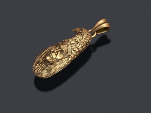 Indian native man with eagle pendant Modelo de Impressão 3D