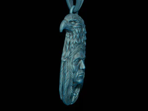 Indian native man with eagle pendant 3D Print Model