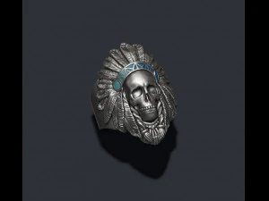 Native skull ring 3D Print Model