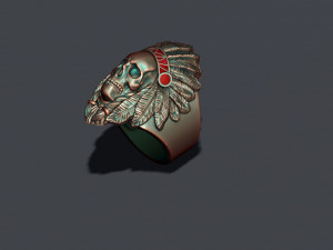 Native skull ring 3D Print Model