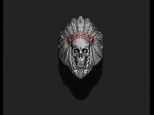 Native skull ring 3D Print Model