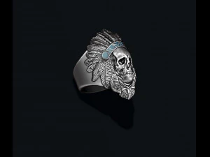 Native skull ring 3D Print Model