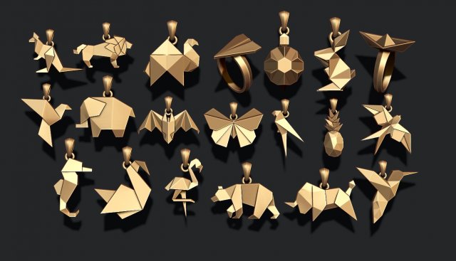 Low poly ship camel lion parrot bat dove bull pendants pack 3d print model 3D 프린트 모델 .c4d .max .obj .3ds .fbx .stl .blend 