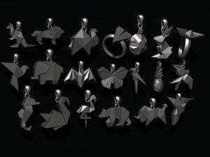 Low poly ship camel lion parrot bat dove bull pendants pack 3d print model 3D 프린트 모델