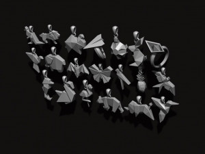 Low poly ship camel lion parrot bat dove bull pendants pack 3d print model 3D 프린트 모델
