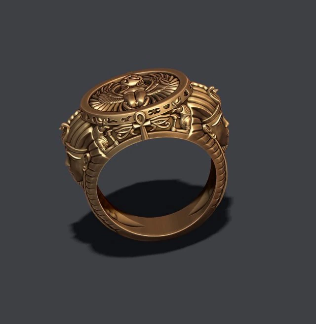 Egyptian pharaoh ring 3D Print Model .c4d .max .obj .3ds .fbx .stl .blend 
