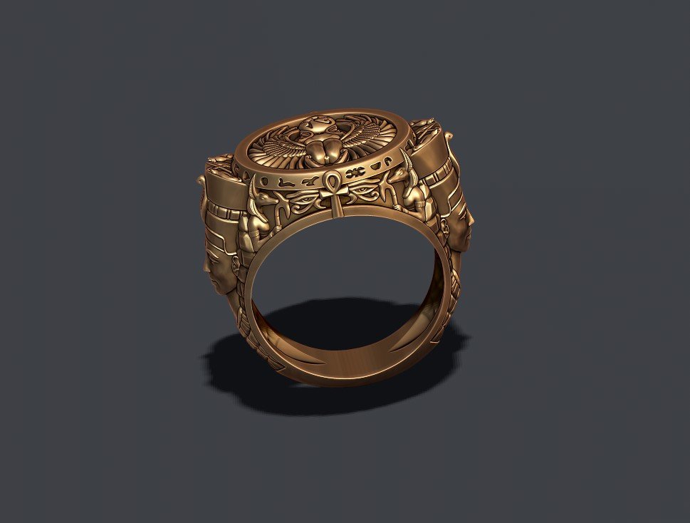 Кольцо золотое нефертити