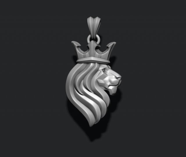 King lion crown pendant 3Dプリントモデル .c4d .max .obj .3ds .fbx .stl .blend 