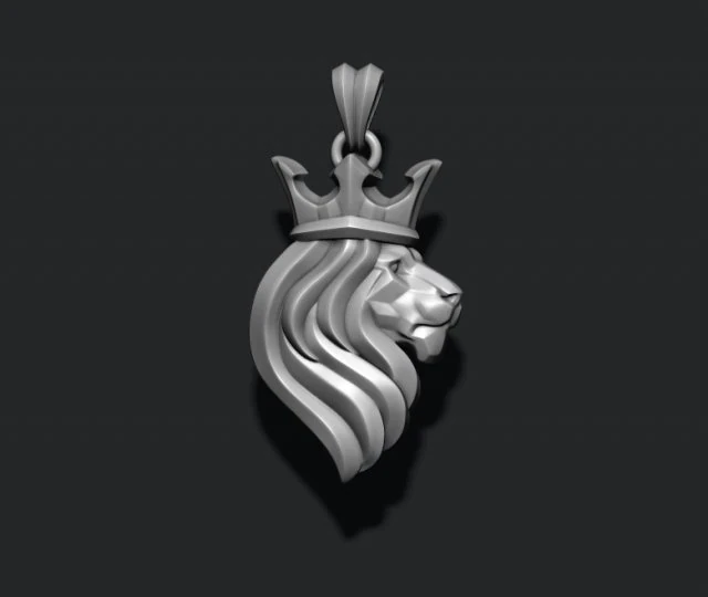 King lion crown pendant 3D Print Model .c4d .max .obj .3ds .fbx .stl .blend 