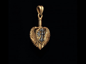 Sword shield wings pendant 3D-Druckmodell