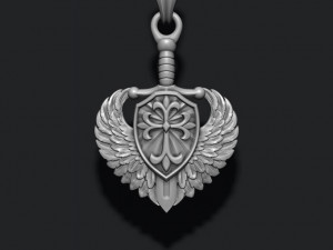 Sword shield wings pendant 3D-Druckmodell