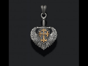 Sword shield wings pendant 3D-Druckmodell