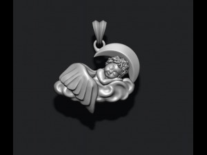 Sleeping baby angel pendant 3D Print Model