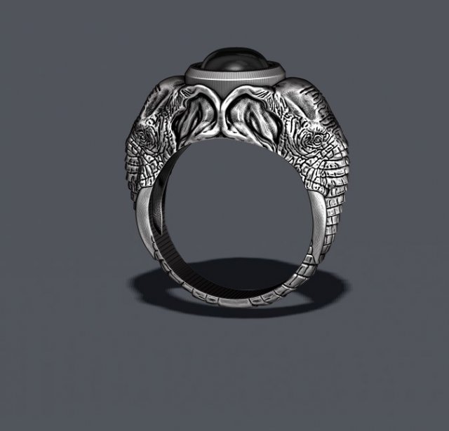 Elephant ring with gem stone 3D Print Model .c4d .max .obj .3ds .fbx .stl .blend 