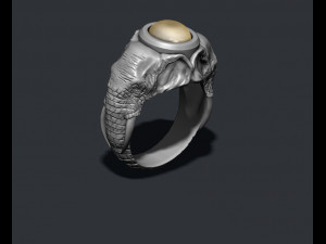 Elephant ring with gem stone 3D Print Model