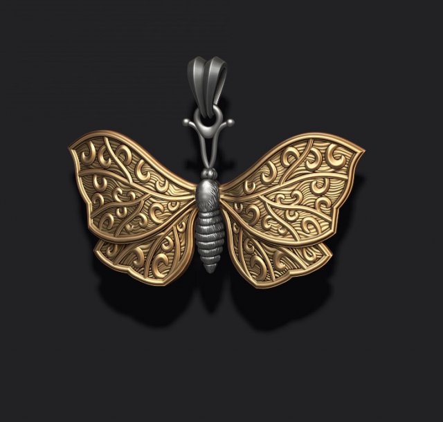 Butterfly pendant Modello di stampa 3D .c4d .max .obj .3ds .fbx .stl .blend 