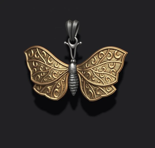 Butterfly pendant 3D Print Model .c4d .max .obj .3ds .fbx .stl .blend 