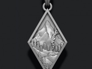 Mountain village art pendant 3Dプリントモデル