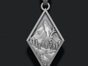 Liontin seni desa pegunungan Model Cetak 3D