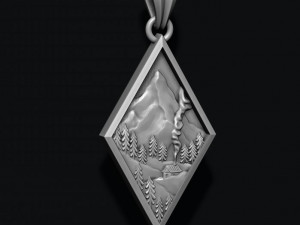 Mountain village art pendant Model do druku 3D