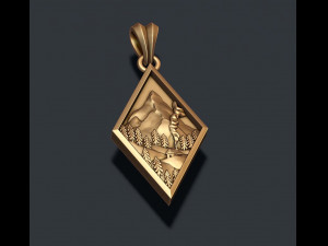Mountain village art pendant Model do druku 3D