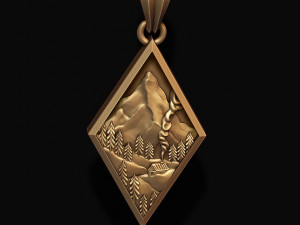Mountain village art pendant Model do druku 3D