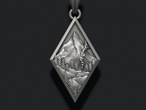 Mountain village art pendant Model do druku 3D