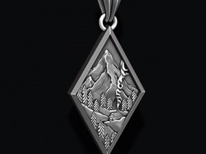 Mountain village art pendant Model do druku 3D